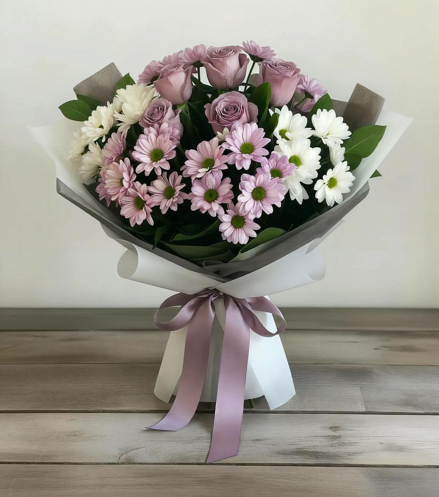 Букет цветов из: Хризантемы и Розы в Грабово