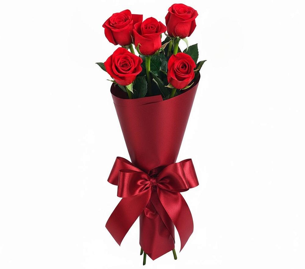 Букет 5 Красных роз Эдлесс Лав в Грабово