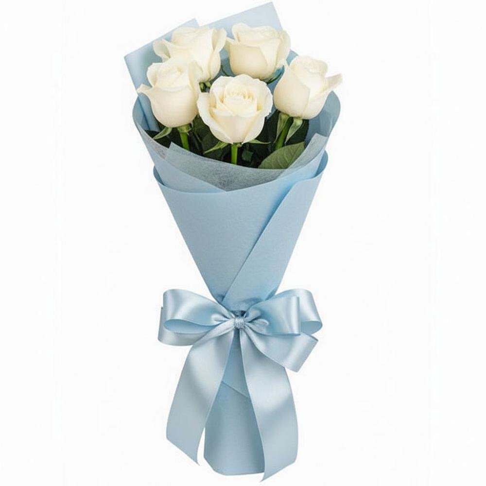 Букет 5 Белых роз Проуд в Грабово