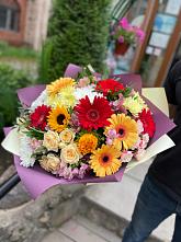 Букет цветов из:  Герберы, Ромашки, Хризантемы, Розы и Подсолнухи #REPLACE_PRED# Грабово