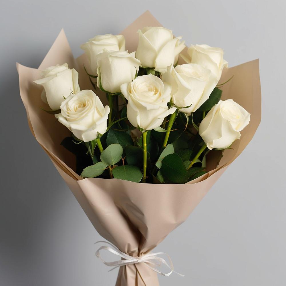 Букет 9 Белых роз Эдлесс Лав в Грабово