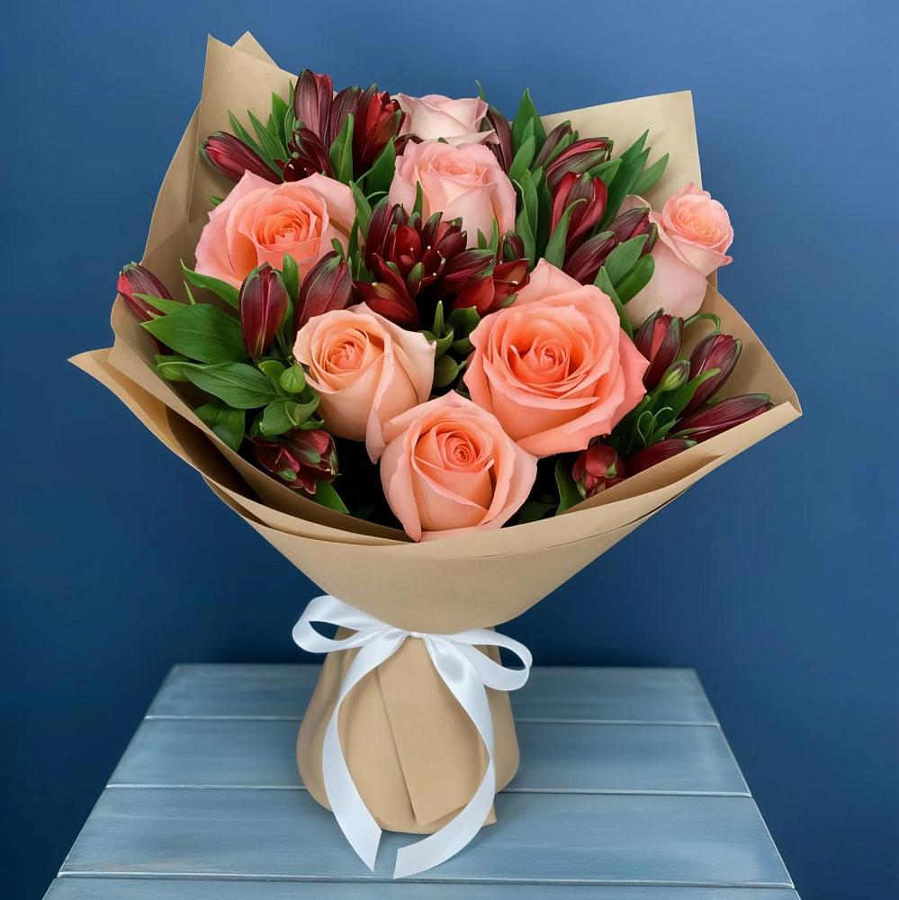 Букет цветов из: Розы и Альстромерии в Грабово