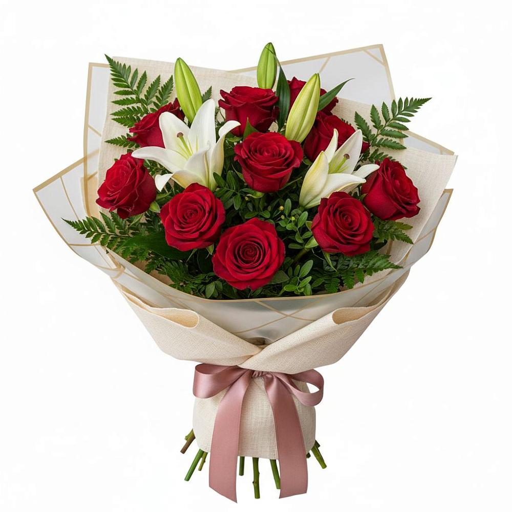 Букет цветов из: Лилии и Розы в Грабово