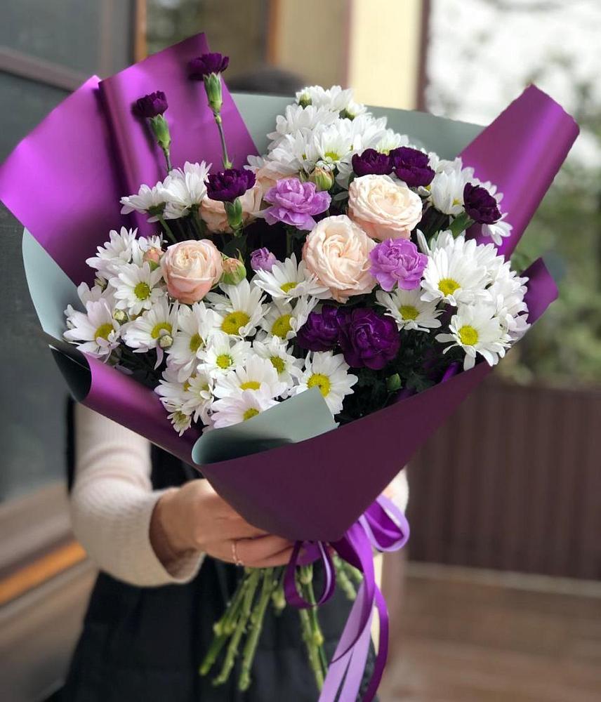 Букет цветов из: Хризантемы, Гвоздики и Розы в Грабово