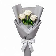 Букет 3 белые розы в Грабово
