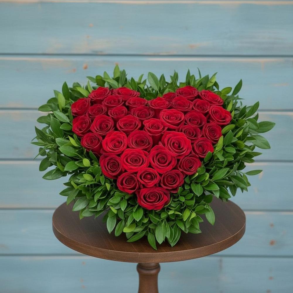 Цветочная композиция из Розы в виде сердца в Грабово