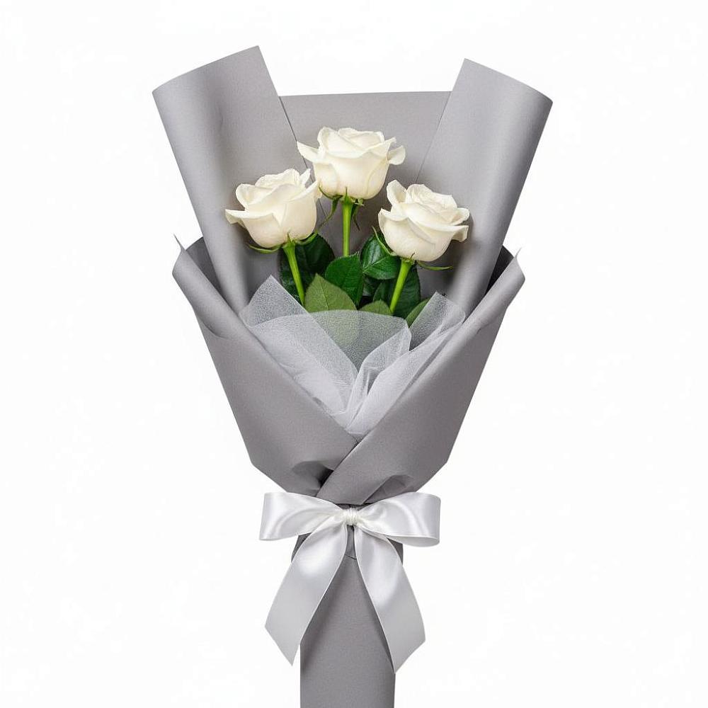 Букет 3 белые розы в Грабово