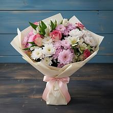 Букет цветов из:  Хризантемы, Альстромерии и Розы в Грабово