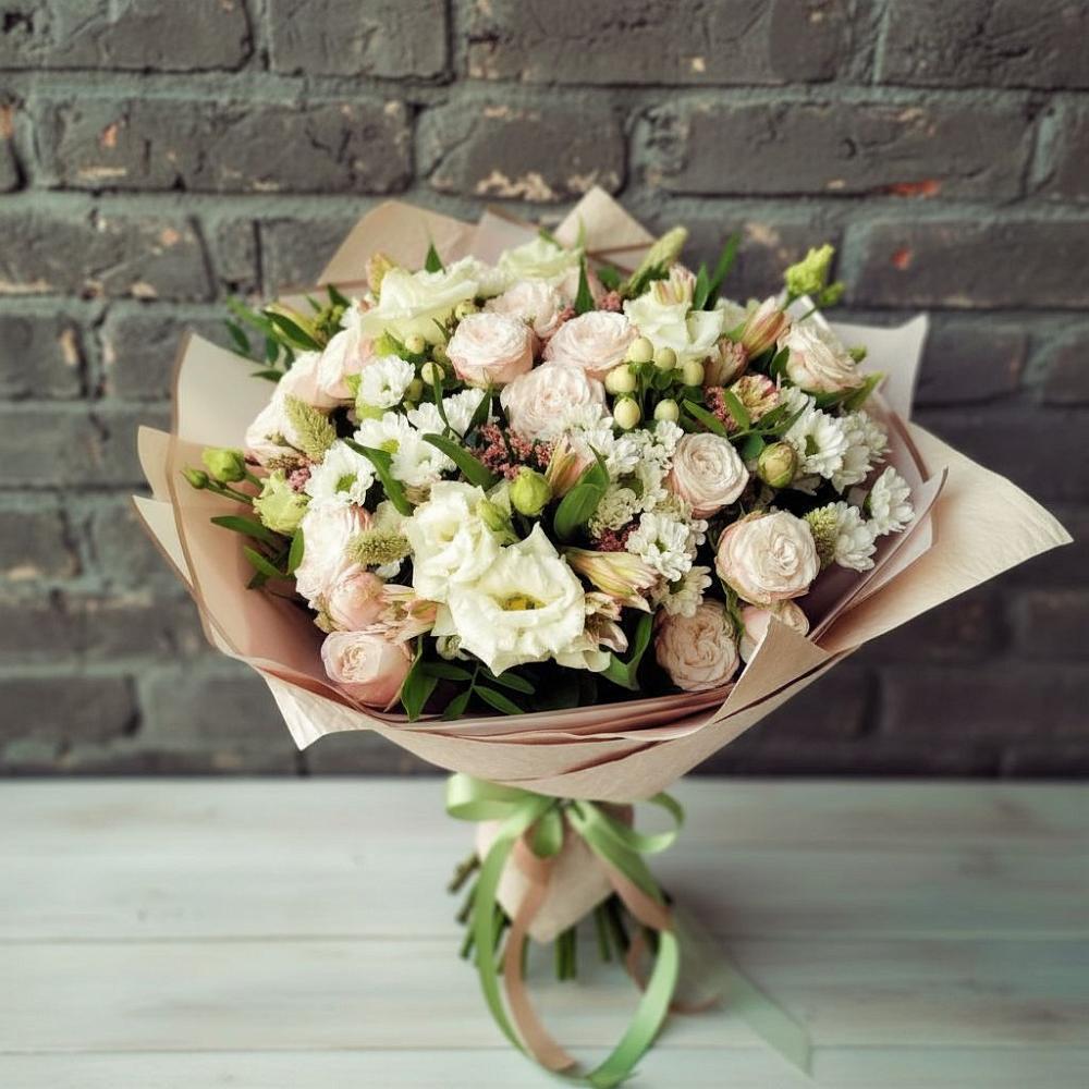 Букет цветов из: Альстромерии, Розы и Хризантемы в Грабово