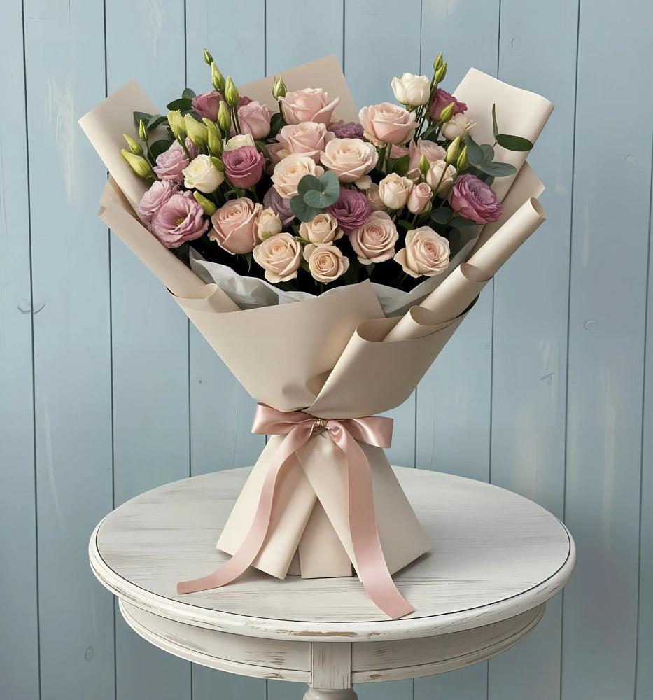 Букет цветов из: Розы и Лизиантусы в Грабово