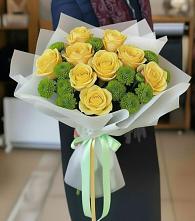 Букет цветов из:  Хризантемы и Розы в Грабово