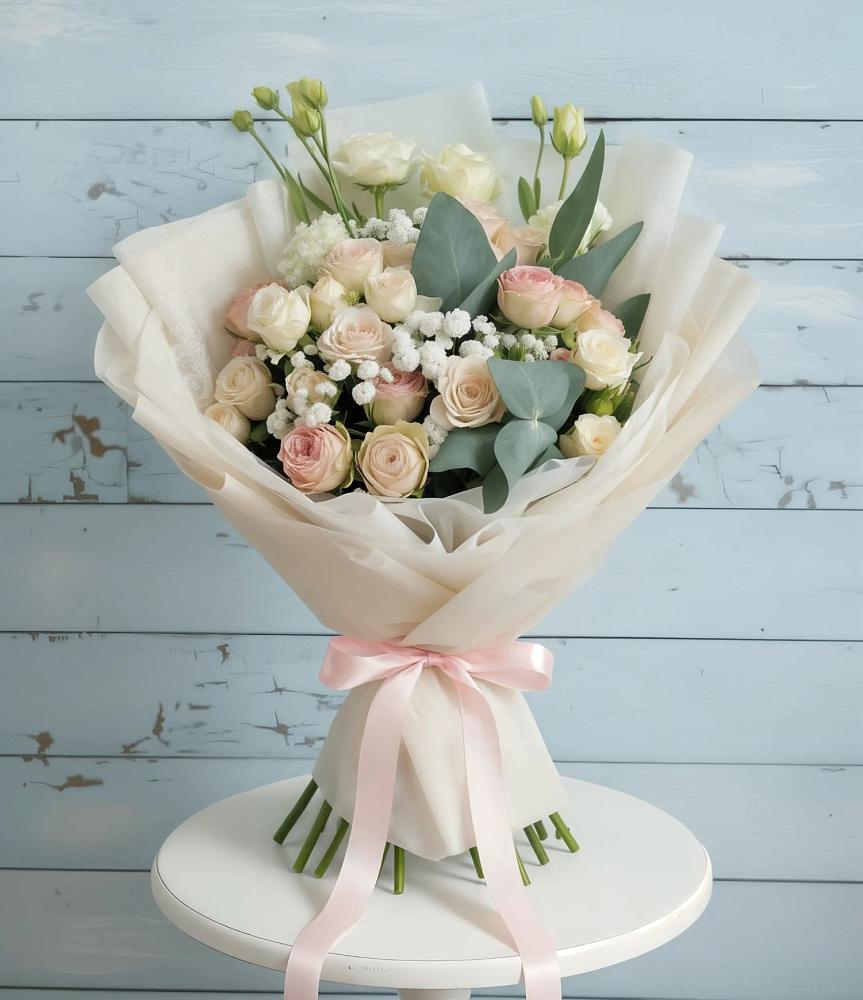 Букет цветов из: Розы и Лизиантусы в Грабово