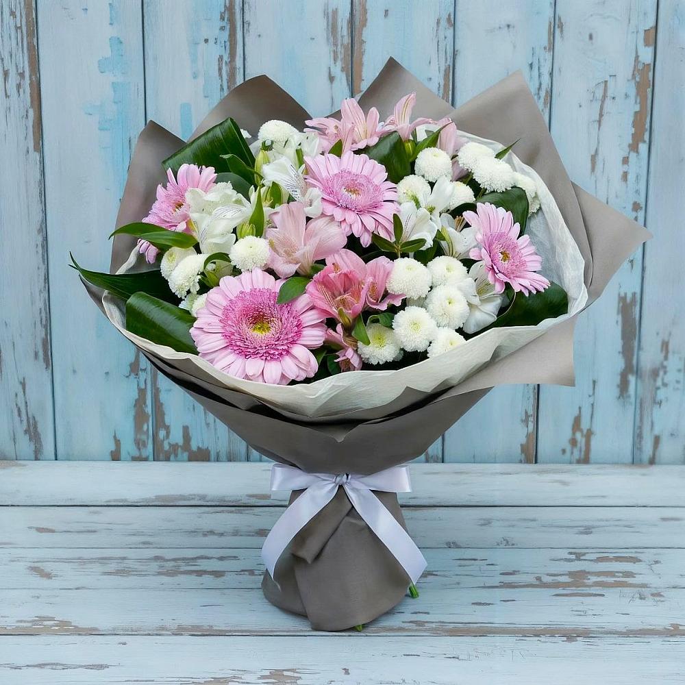 Букет цветов из: Герберы, Альстромерии и Хризантемы в Грабово