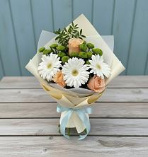 Букет цветов из:  Герберы, Розы и Хризантемы в Грабово