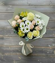 Букет цветов из:  Альстромерии, Розы и Хризантемы в Грабово