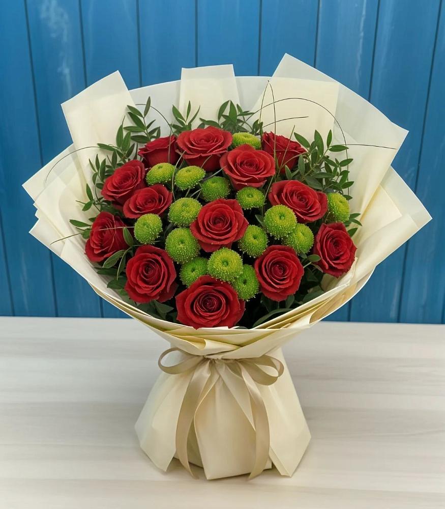 Букет цветов из: Розы и Хризантемы в Грабово