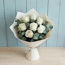 Букет Белые розы в Эвкалипте в Грабово
